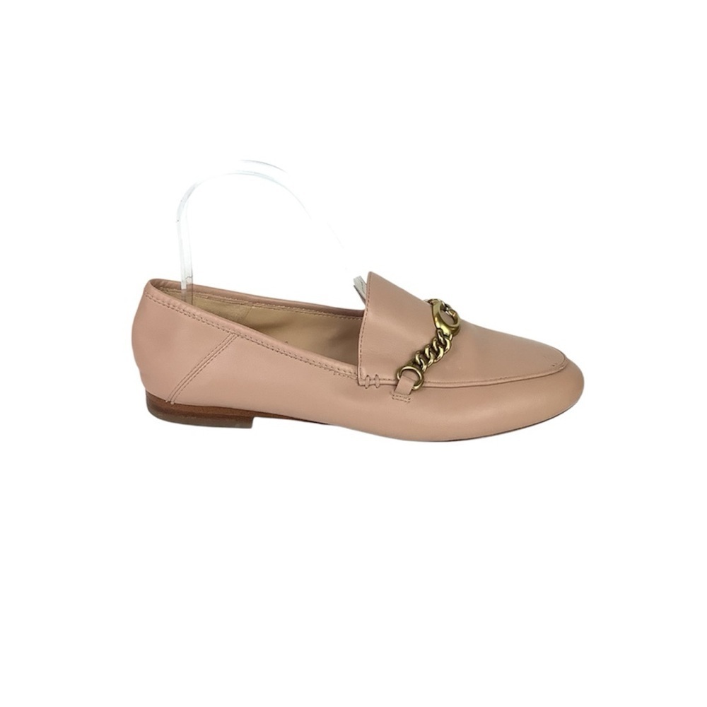 COACH LOAFERS LEATHER FLATS LOGO CHAIN BLUSH HELENA